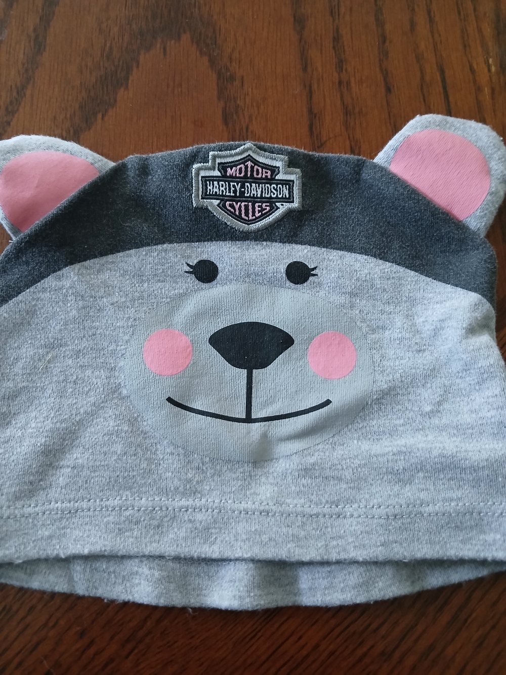 Harley-Davidson Kids Gray & Pink Bear Beanie